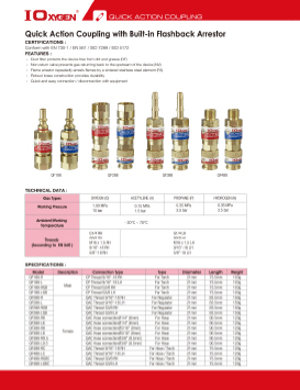 Quick Action Coupling With Built-In Flashback ArrestorS